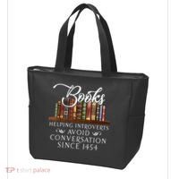 Books Helping Introverts Avoid Conversation Since 1454 Tote Bag thumb 3
