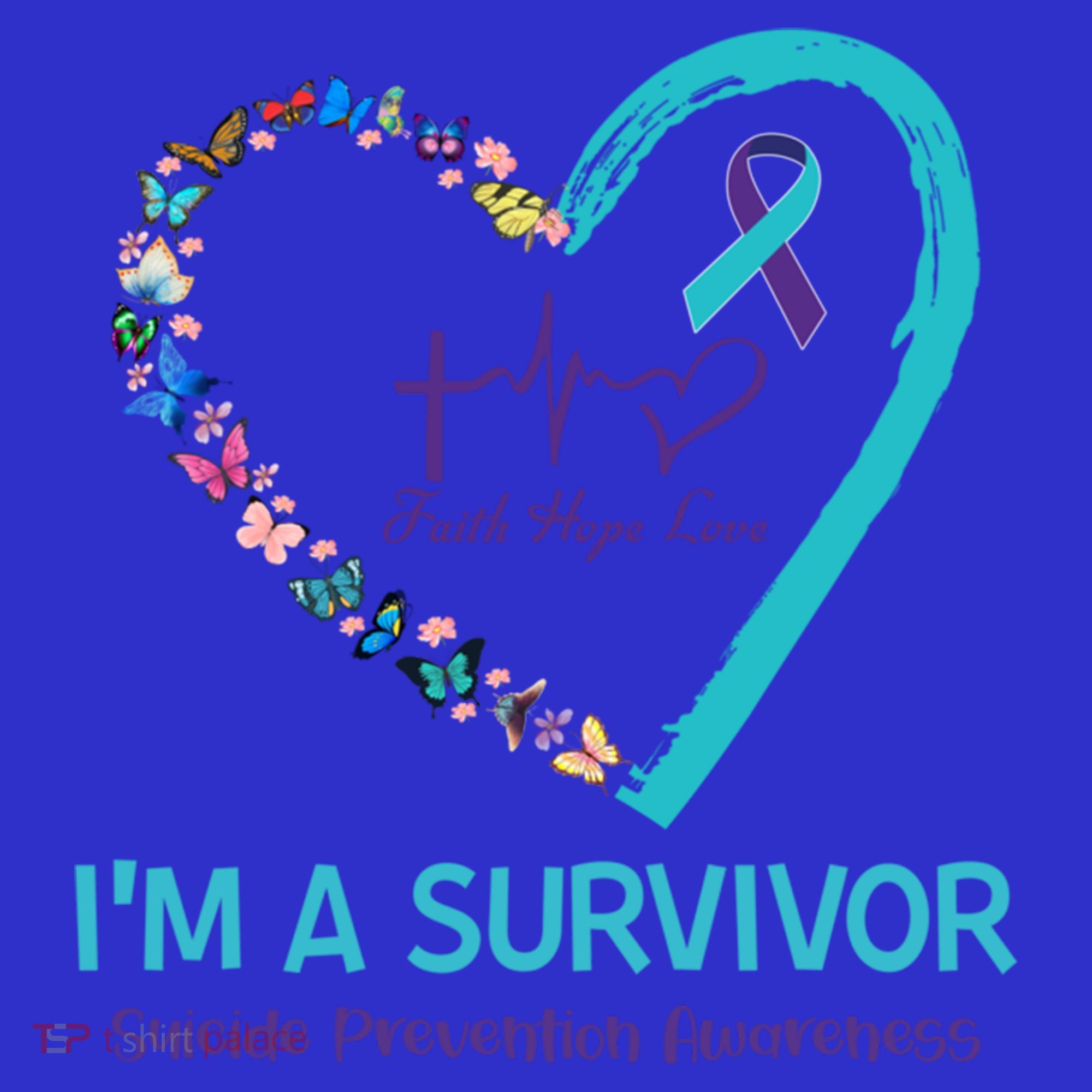 Butterfly Heart IM A Survivor Suicide Prevention Awareness Funny Gift Women's Tank Top