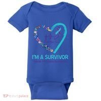 Butterfly Heart IM A Survivor Suicide Prevention Awareness Funny Gift Baby Bodysuit thumb 0