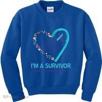 Butterfly Heart IM A Survivor Suicide Prevention Awareness Funny Gift Kids Sweatshirt thumb 0