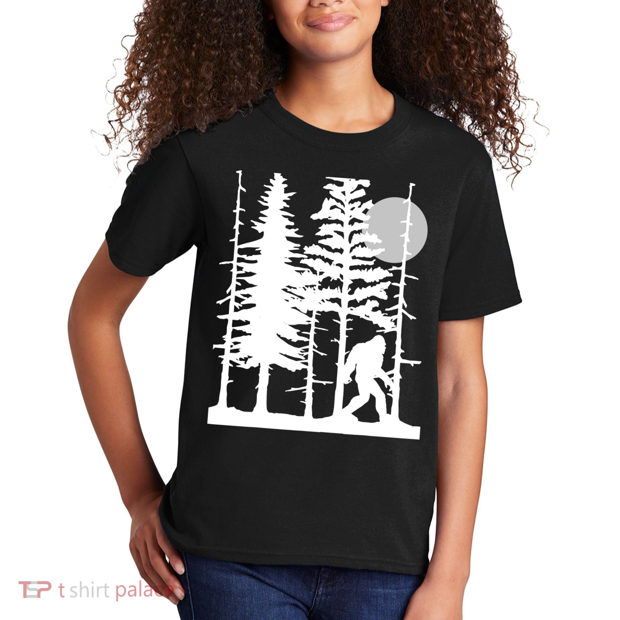 Bigfoot Hiding In Forest For Sasquatch Believers Kids T-Shirt