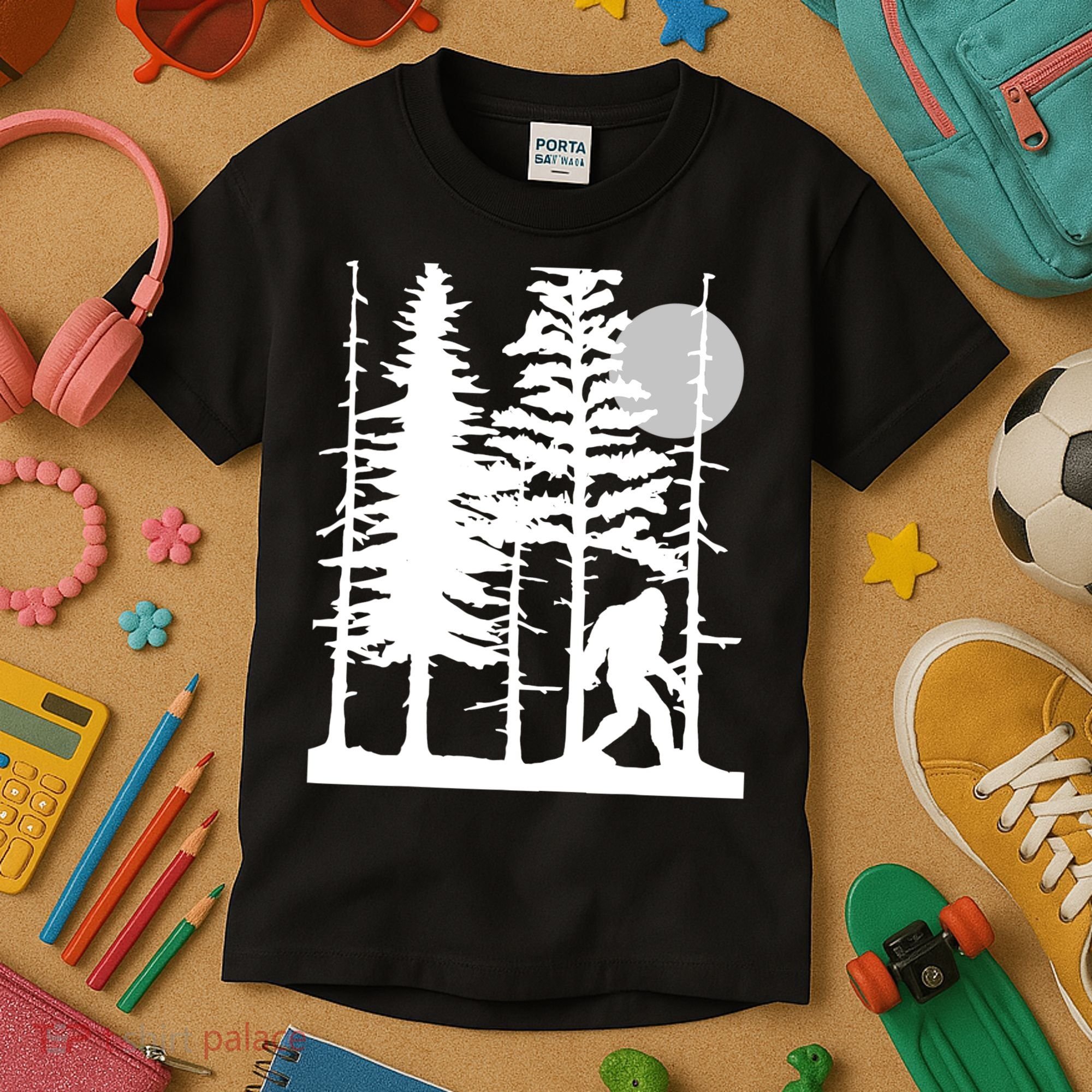 Bigfoot Hiding In Forest For Sasquatch Believers Kids T-Shirt