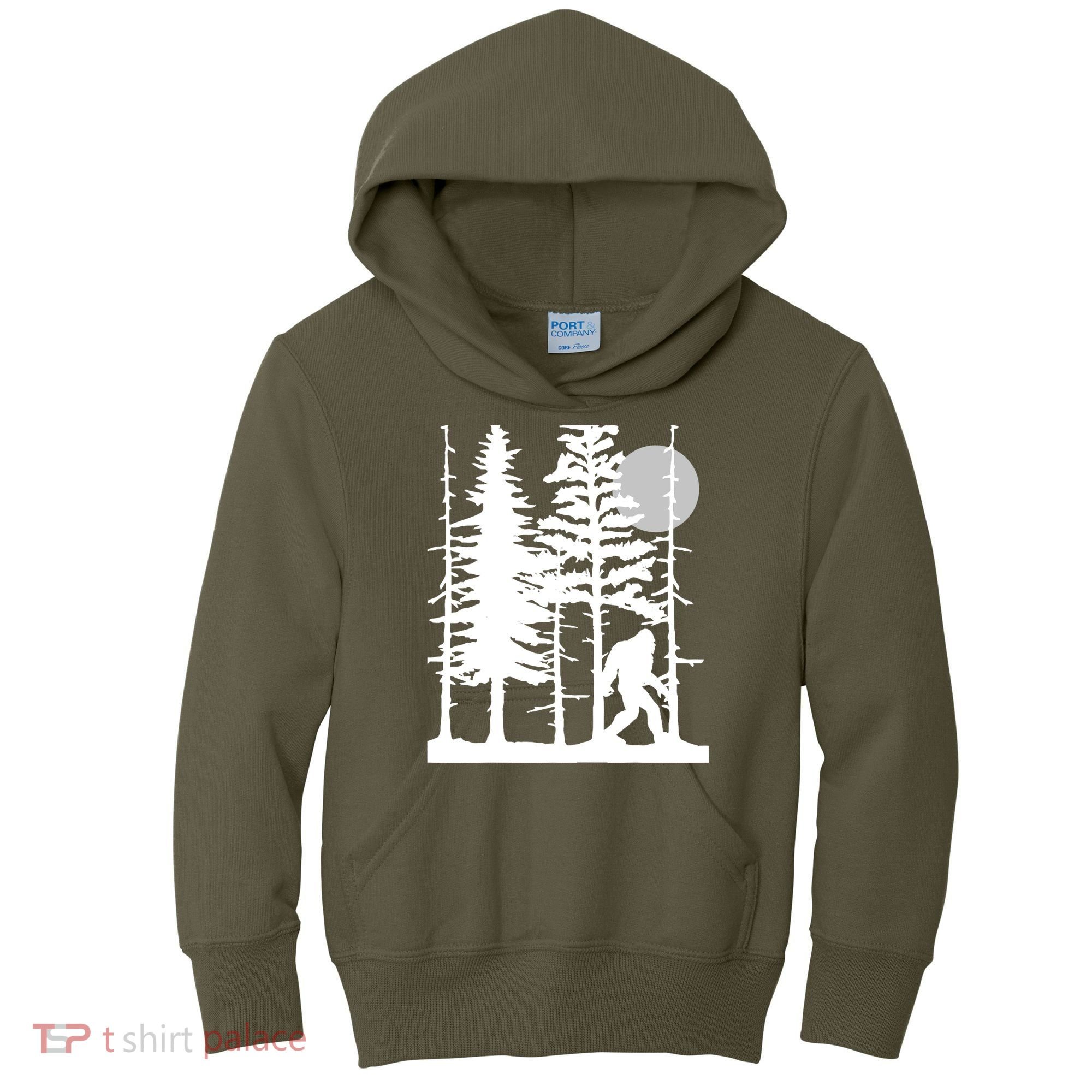 Bigfoot Hiding In Forest For Sasquatch Believers Kids Hoodie