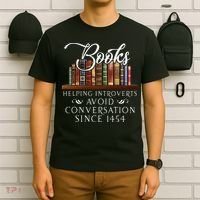 Books Helping Introverts Avoid Conversation T-Shirt thumb 6