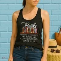 Books Helping Introverts Avoid Conversation Women's Tank Top thumb 2