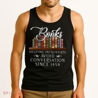 Books Helping Introverts Avoid Conversation Tank Top thumb 3