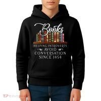 Books Helping Introverts Avoid Conversation Kids Hoodie thumb 4