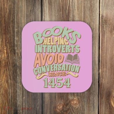 Books Helping Introverts Avoid Conversation 1454 Coaster