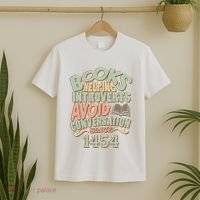 Books Helping Introverts Avoid Conversation 1454 T-Shirt thumb 2
