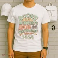 Books Helping Introverts Avoid Conversation 1454 T-Shirt thumb 6