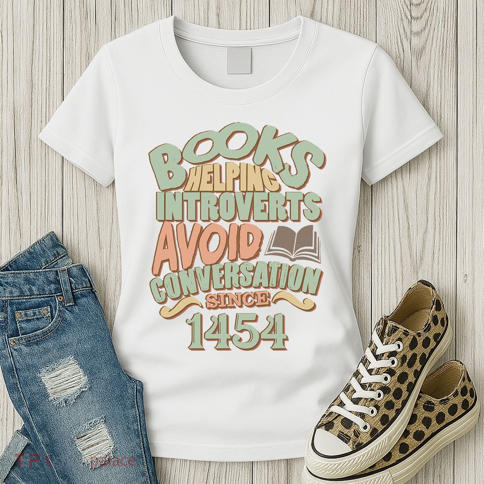 Books Helping Introverts Avoid Conversation 1454 Women's T-Shirt