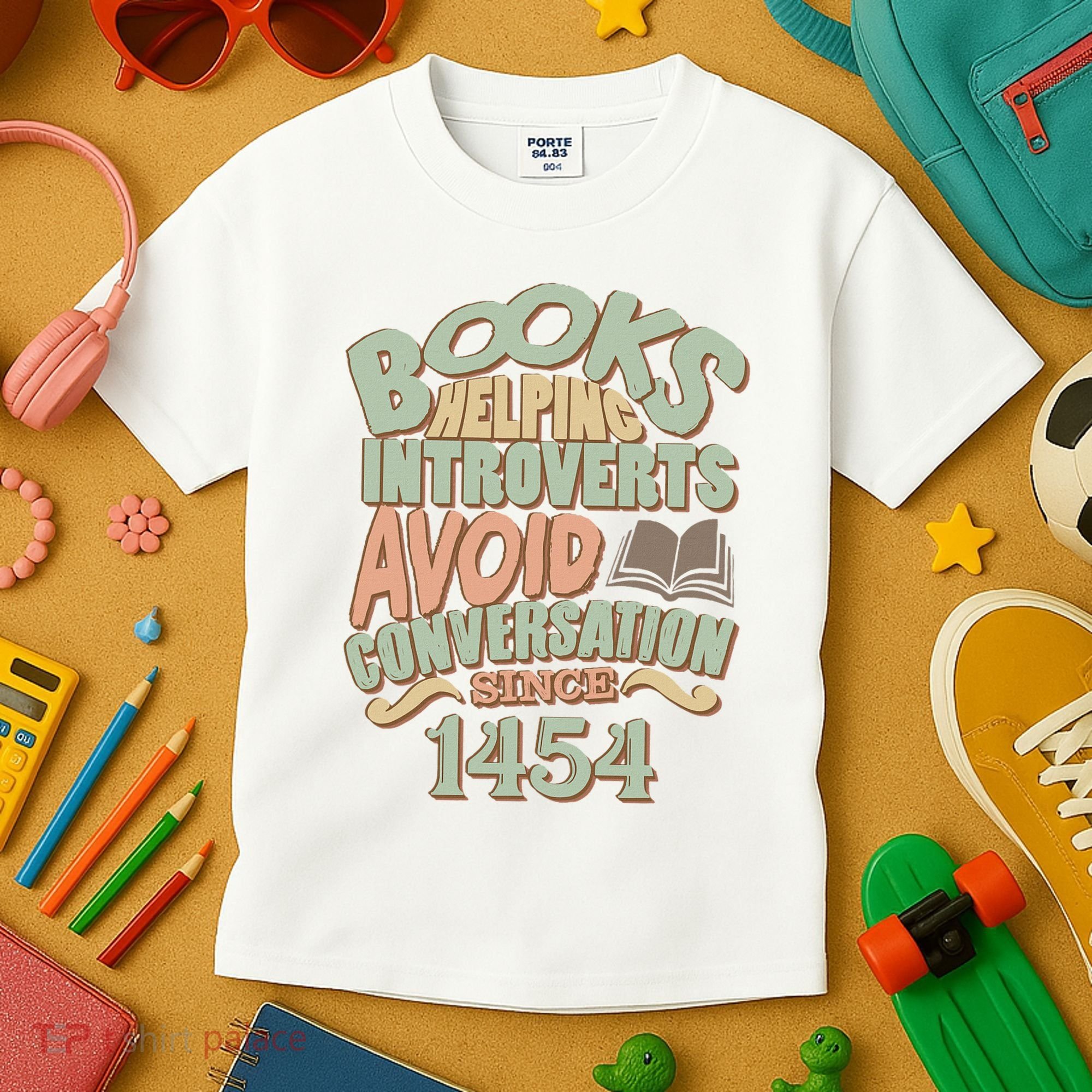 Books Helping Introverts Avoid Conversation 1454 Kids T-Shirt