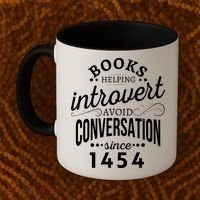 Books Helping Introvert Avoid Conversation Since 1454 Gift Coffee Mug thumb 2