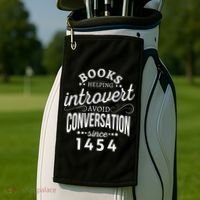 Books Helping Introvert Avoid Conversation Since 1454 Gift Golf Towel thumb 2