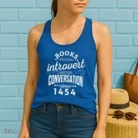 Books Helping Introvert Avoid Conversation Since 1454 Gift Women's Tank Top thumb 2