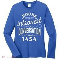 Books Helping Introvert Avoid Conversation Since 1454 Gift Women's Long Sleeve Shirt thumb 0