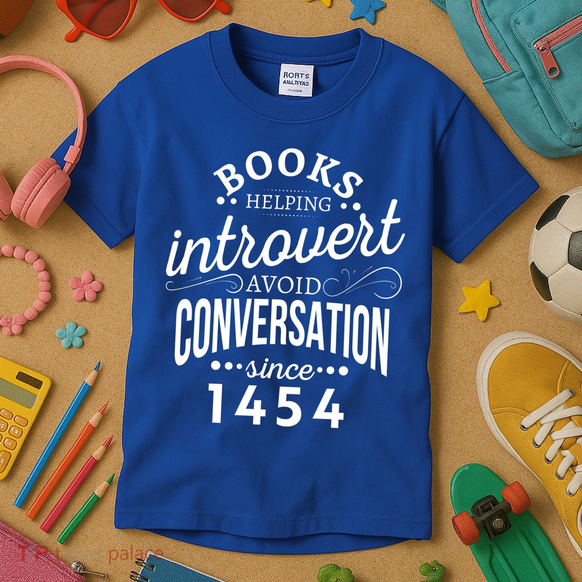 Books Helping Introvert Avoid Conversation Since 1454 Gift Kids T-Shirt
