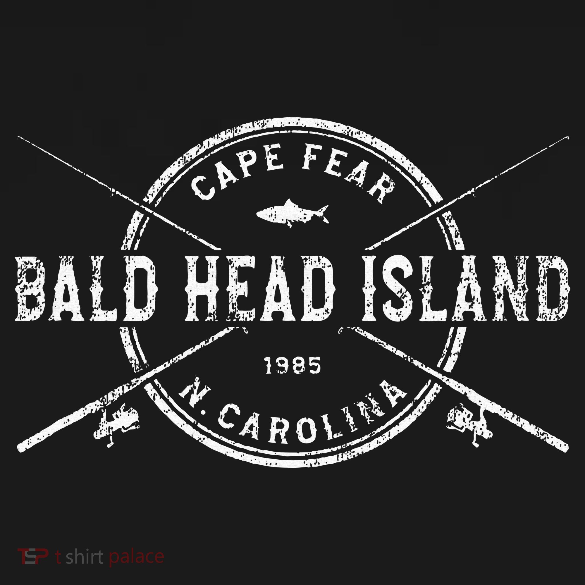 Bald Head Island Nc Vintage Crossed Fishing Rods T-Shirt