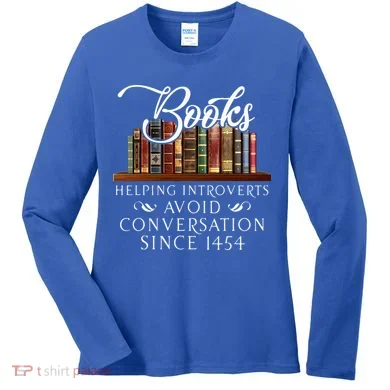 Books helping introverts avoid conversation  Women's Long Sleeve Shirt
