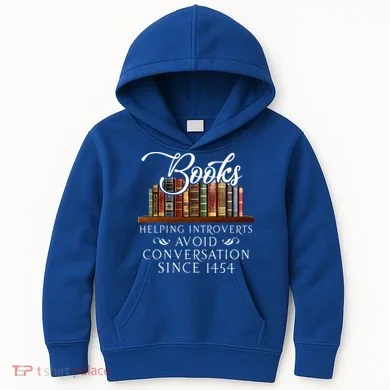 Books helping introverts avoid conversation  Kids Hoodie
