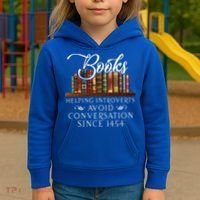 Books helping introverts avoid conversation  Kids Hoodie thumb 3