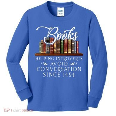 Books helping introverts avoid conversation  Kids Long Sleeve Shirt