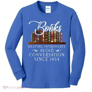 Books helping introverts avoid conversation  Kids Long Sleeve Shirt