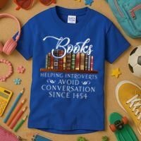 Books helping introverts avoid conversation  Kids T-Shirt thumb 3