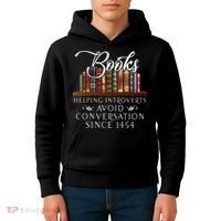 Books helping introverts avoid conversation Kids Hoodie thumb 4