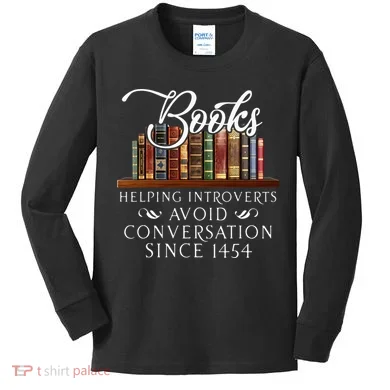 Books helping introverts avoid conversation Kids Long Sleeve Shirt