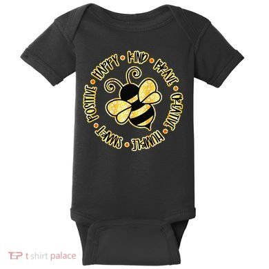 Bee Happy Kind Brave Humble Smart Positive Bumblebee Baby Bodysuit
