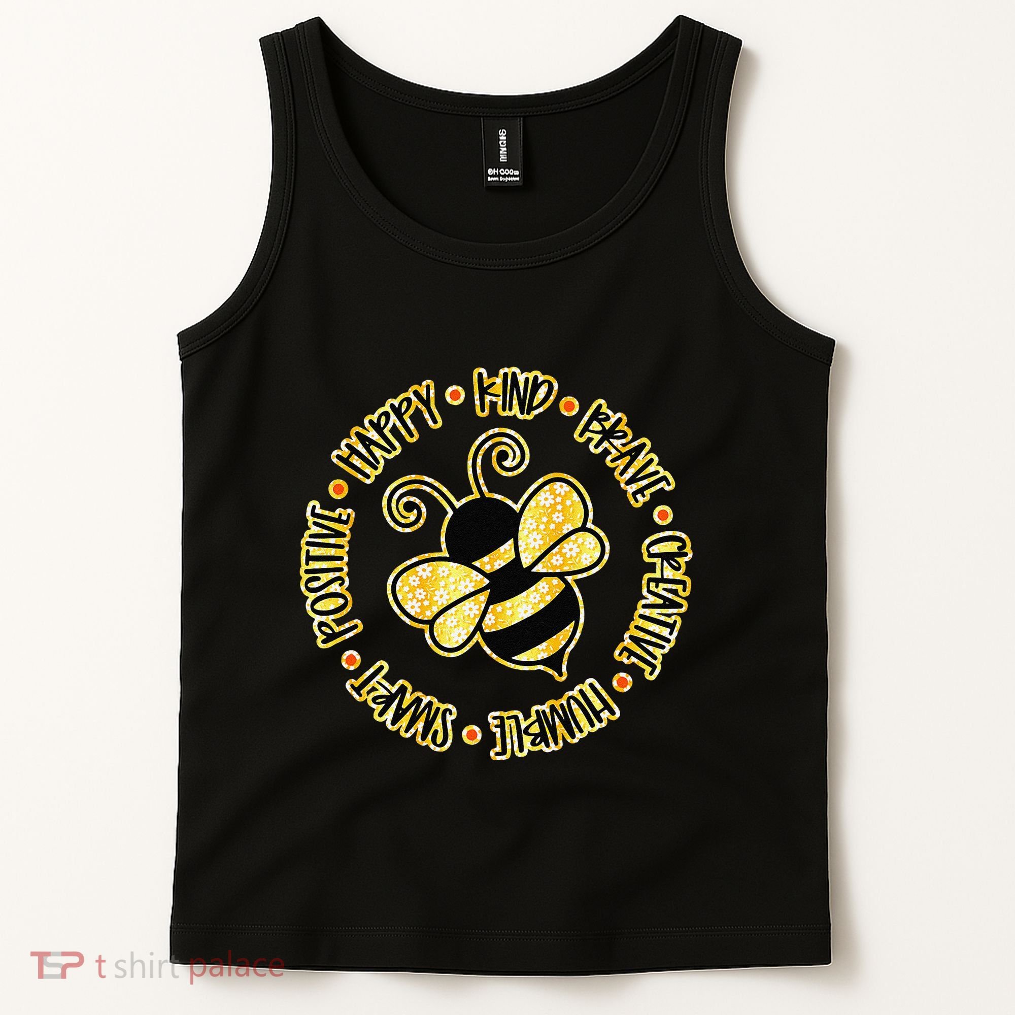 Bee Happy Kind Brave Humble Smart Positive Bumblebee Tank Top