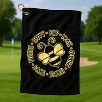 Bee Happy Kind Brave Humble Smart Positive Bumblebee Golf Towel thumb 1