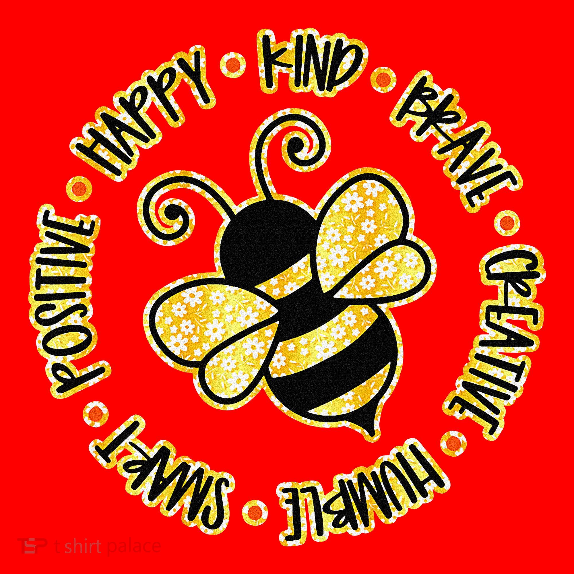 Bee Happy Kind Brave Humble Smart Positive Bumblebee Santa Hat