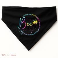 Bee Happy Kind Brave Humble Smart Positive Bumblebee USA-Made Doggie Bandana thumb 0