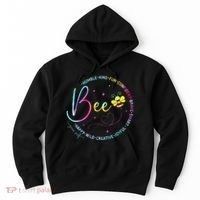 Bee Happy Kind Brave Humble Smart Positive Bumblebee Hoodie thumb 0