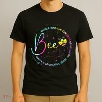 Bee Happy Kind Brave Humble Smart Positive Bumblebee T-Shirt thumb 3