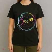 Bee Happy Kind Brave Humble Smart Positive Bumblebee T-Shirt thumb 4