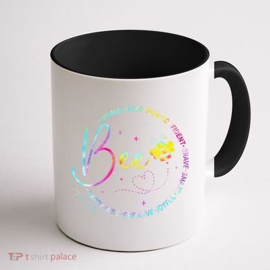 Bee Happy Kind Brave Humble Smart Positive Bumblebee Coffee Mug back