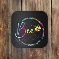 Bee Happy Kind Brave Humble Smart Positive Bumblebee Coaster thumb 0