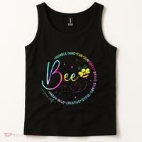 Bee Happy Kind Brave Humble Smart Positive Bumblebee Tank Top thumb 2