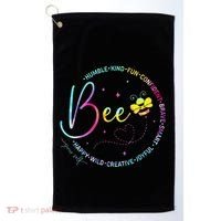 Bee Happy Kind Brave Humble Smart Positive Bumblebee Golf Towel thumb 0