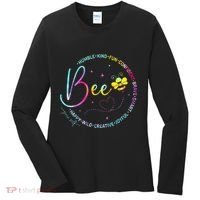 Bee Happy Kind Brave Humble Smart Positive Bumblebee Women's Long Sleeve Shirt thumb 0