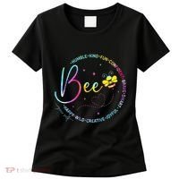 Bee Happy Kind Brave Humble Smart Positive Bumblebee Women's T-Shirt thumb 0