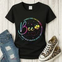 Bee Happy Kind Brave Humble Smart Positive Bumblebee Women's T-Shirt thumb 3