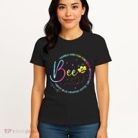 Bee Happy Kind Brave Humble Smart Positive Bumblebee Women's T-Shirt thumb 4