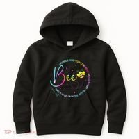 Bee Happy Kind Brave Humble Smart Positive Bumblebee Kids Hoodie thumb 0