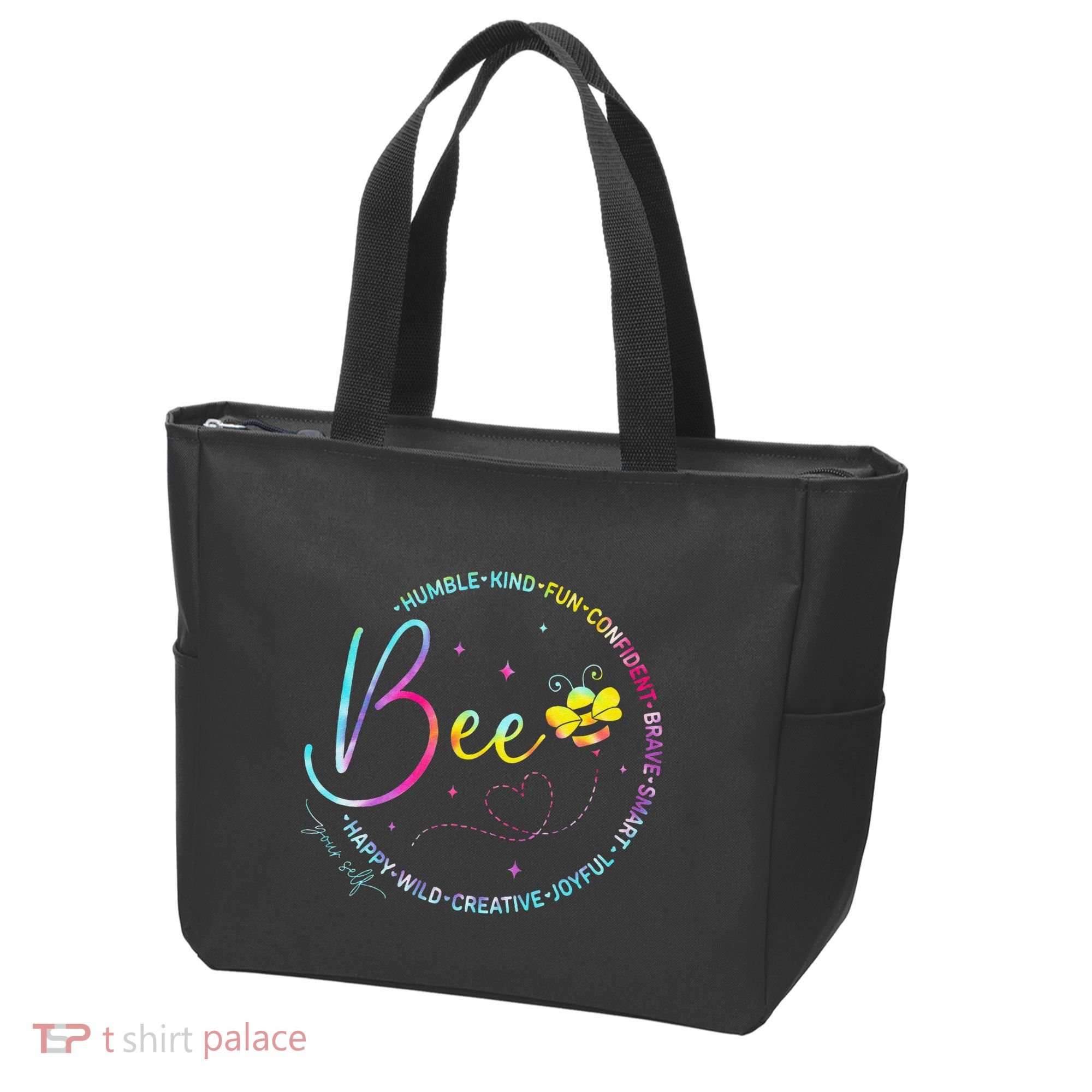 Bee Happy Kind Brave Humble Smart Positive Bumblebee Tote Bag