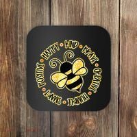 Bee Happy Kind Brave Humble Smart Positive bumblebee Coaster thumb 0