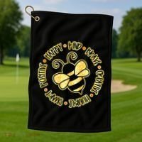 Bee Happy Kind Brave Humble Smart Positive bumblebee Golf Towel thumb 1